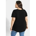 thumbnail image 2 of TIYOMI Plus Size Women's Tunic Tops Black Short Sleeve Blouses 2X Buttons Up Henley Blouses Dressy Swing Flowy Shirts Pleated Babydoll Pullover Casual Spring Summer Tunics 2XL 18W 20W, 2 of 7
