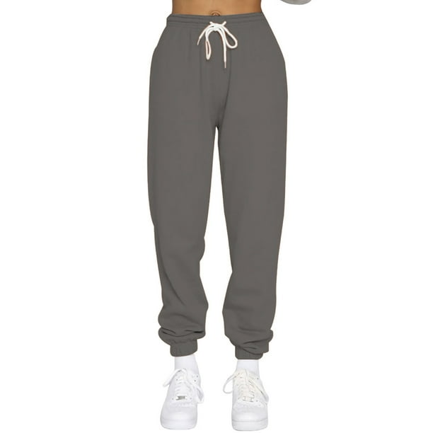 Sexy Dance Women Bottoms Tapered Leg Sweatpants Solid Color Sports Pants  Daily Wear Trousers High Waisted Dark Gray 2XL