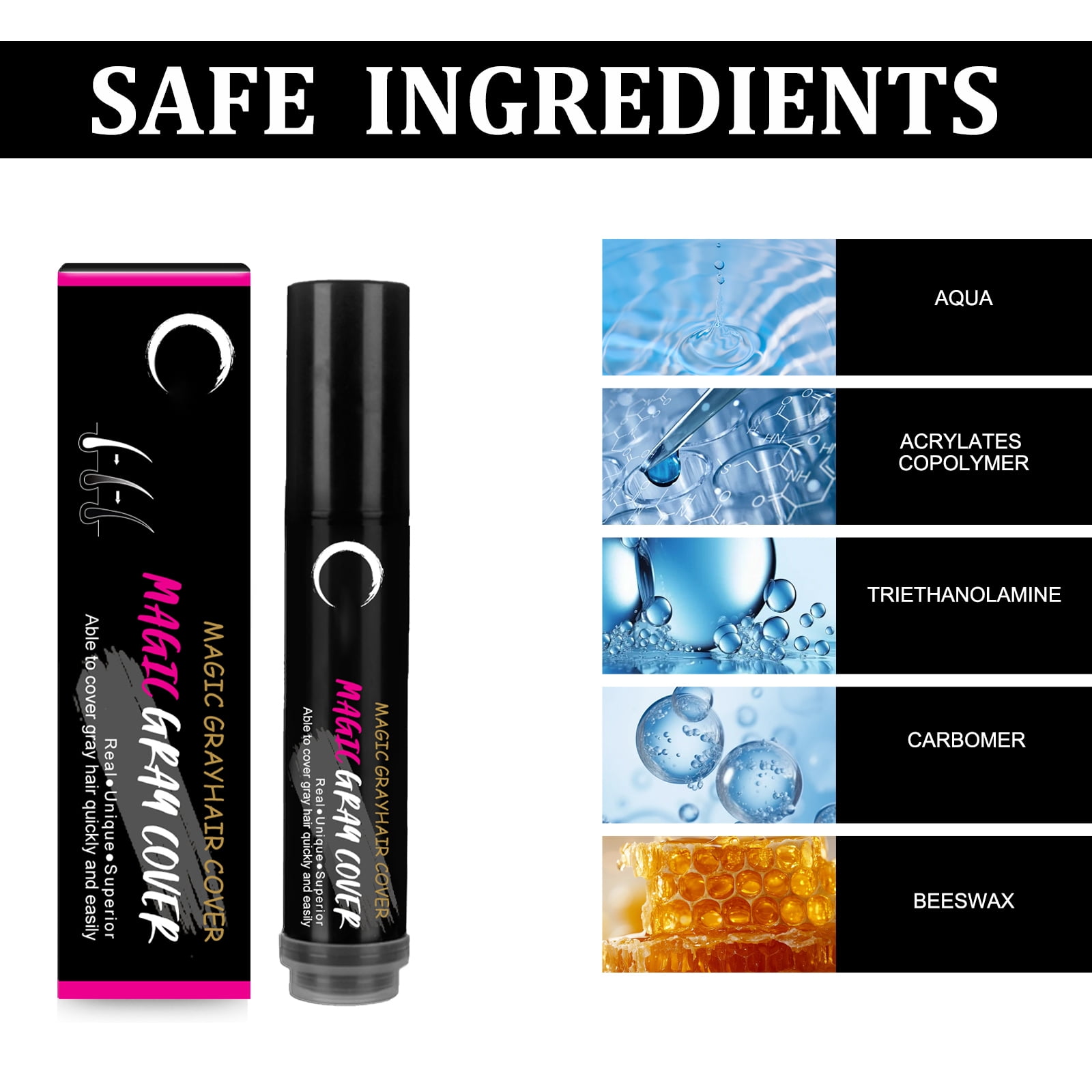 Alvantor Temporary Root Touch Up Hair Color Stick, Root Cover Up for Gray Hair - Water-Resistant, Brown