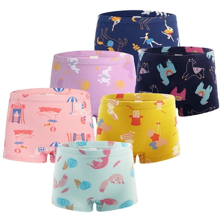 

Godderr 2-12y Girls Cartoon Cotton Boxer Brief Kids 3 Pieces Breathable Shorts Baby Cartoon Soft Undies Toddler Comfort Cotton Underwear