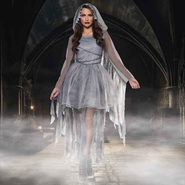 grey dress character UNDERWRAPS Layered Ghost - Womens Ghost Dress Costume, Cosplay Dress Up for Women, Spooky Costume for Halloween, Holiday Costume Vendor  Frenchiely