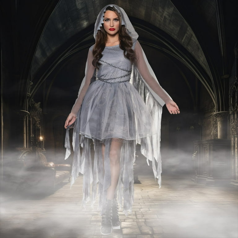 UNDERWRAPS Grey Layered Ghost Dress Womens Ghost Dress Costume