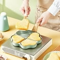 thumbnail image 4 of Heart Shape 4 Egg Frying Pan Four Leaf Nonstick Ceramic Egg Pan Mini Egg Poacher Non Stick Aluminum Skillet Green, 4 of 6