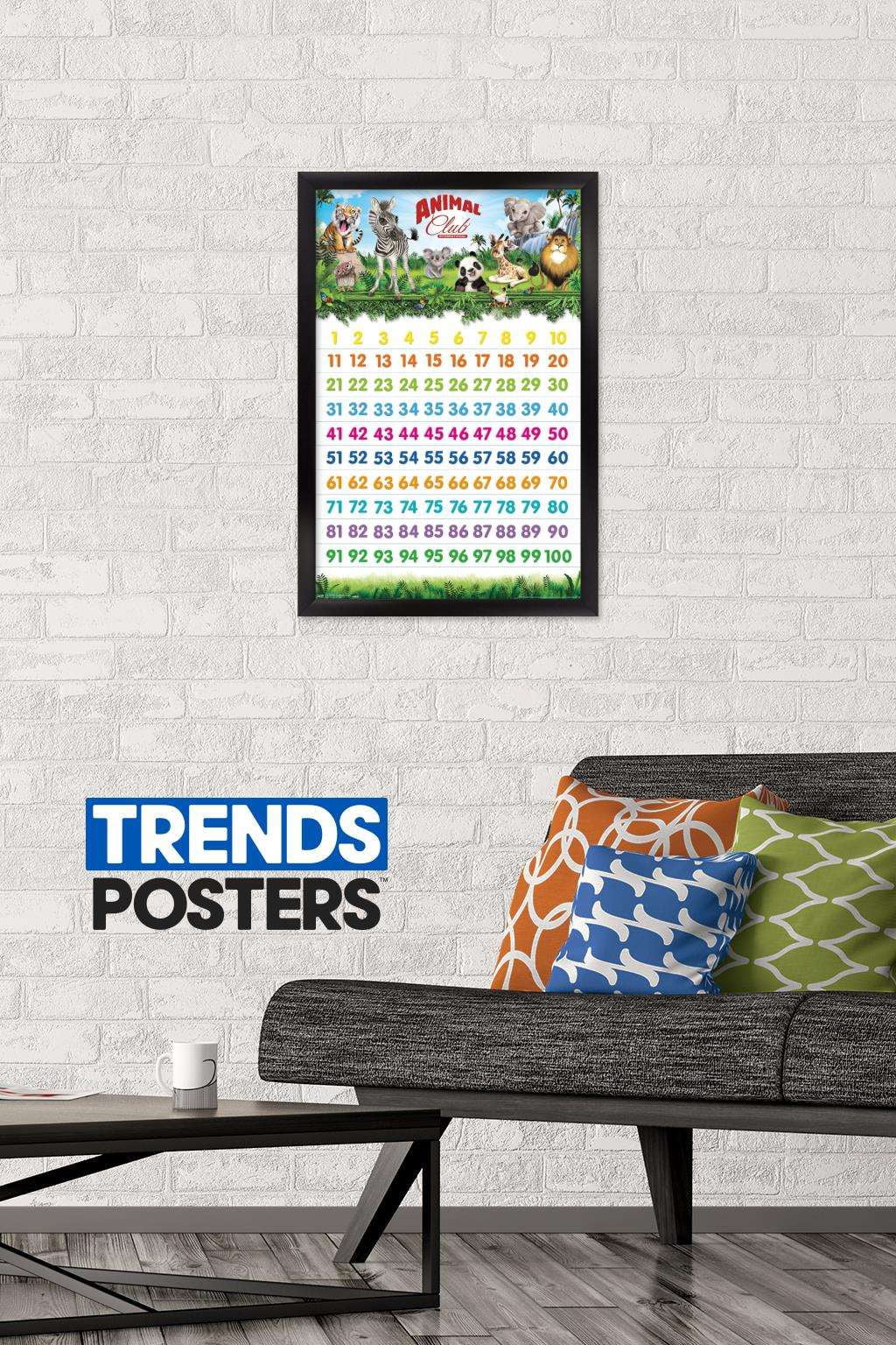 Animal Club - Numbers 123 Wall Poster, 14.725" x 22.375", Framed
