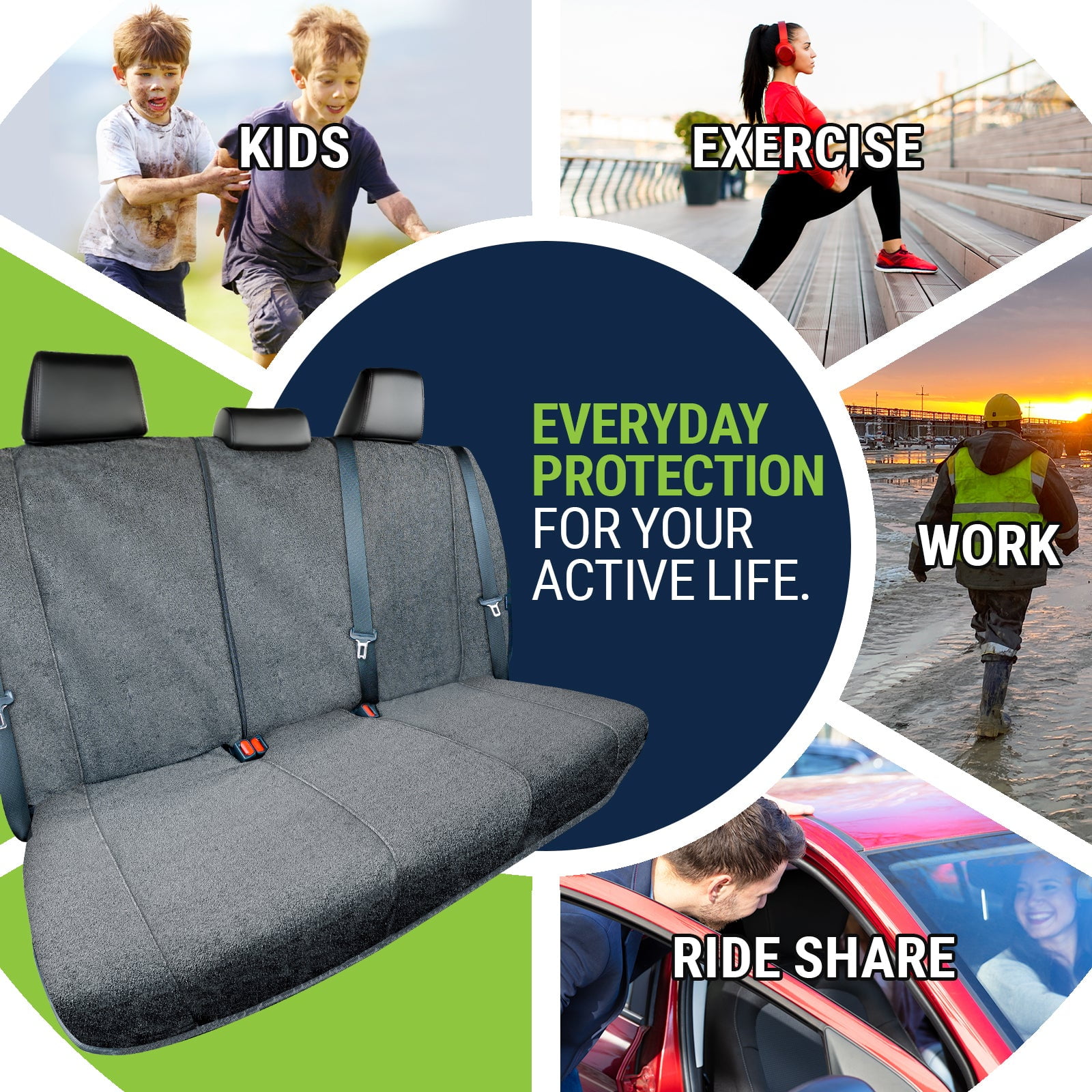 Season Guard Towel Bench Seat Cover for Cars Trucks SUVs, Universal Fit for Back Seats, Grey