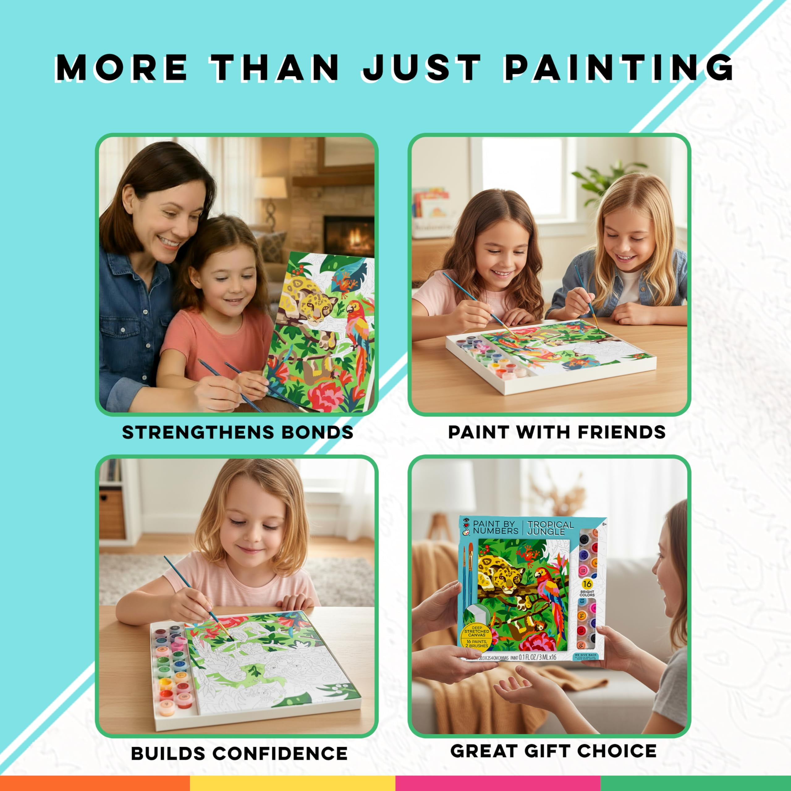 Bright Stripes iHeartArt Paint By Number Kit - Tropical Jungle