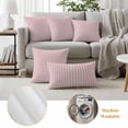 thumbnail image 5 of Pink Striped Outdoor Pillow Covers 16x16 Set of 2,Waterproof Patio Throw Pillowcase Protectors,Modern Simple Farmhouse Beige Vintage Decorative Pillow Shams Cushion Covers for Seat Bed Couch Sofa, 5 of 8