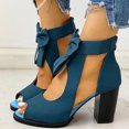 thumbnail image 6 of AXXD Blue Heeled Sandals for Women Summer Beach Trendy Chunky Mothers Day, 6 of 7