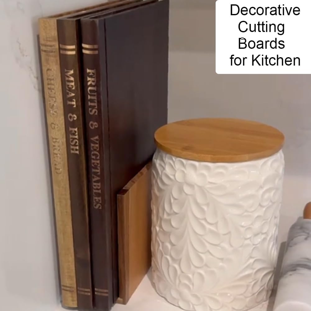 Cutting Board That Looks Like Books, Bamboo Cutting Boards for Kitchen, Large Wooden Cutting Board, for The Books Loving Chef, Fruits, Vegetables, Meat, Fish, Cheese and Bread