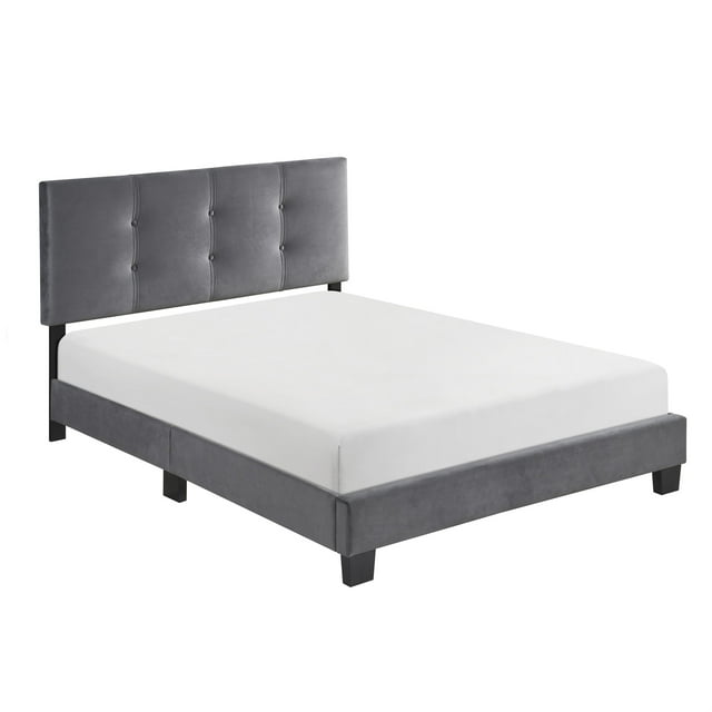 Lexicon Lit Plateforme Double en Velours Newberry, Gris Foncé