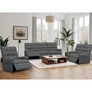 Recliner Sofa Couch Set, 3 Seat Electric Recliner with Remote Control and Side Pocket for Families and Friends, Modern Power Recliner Sofa for Living Room Home Theater, Gray
