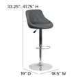 thumbnail image 3 of Flash Furniture Contemporary Gray Vinyl Bucket Seat Adjustable Height Barstool with Chrome Base, 3 of 12