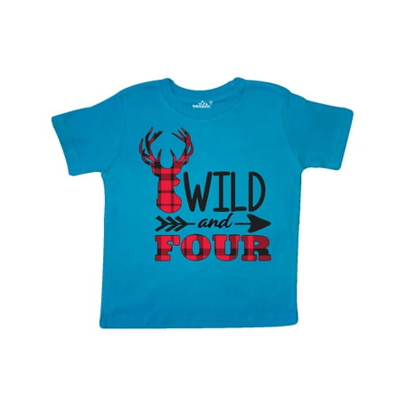 

Inktastic Plaid Deer Wild and 4 with Arrow Gift Toddler Boy or Toddler Girl T-Shirt