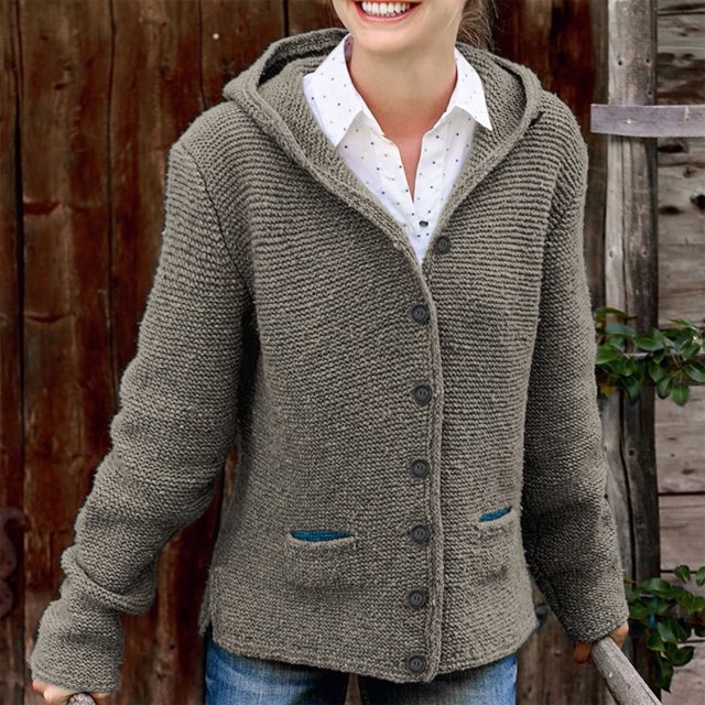 Birdeem Mode Femmes Hiver Uni Mode Décontracté Creux Torsades Pâte Uni Bouton Cardigan Tricot Manteau