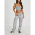 thumbnail image 6 of Women Cargo Pants Fleeece High Waisted Baggy Sweatpants for Women Casual Pants with 8 Pockets Light Gray XXL, 6 of 9