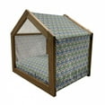 thumbnail image 2 of Moroccan Pet House, Geometric Hexagonal Pattern Stars Style Eastern Zellige Art, Outdoor & Indoor Portable Dog Kennel with Pillow and Cover, 5 Sizes, Green Blue Black, by Ambesonne, 2 of 5
