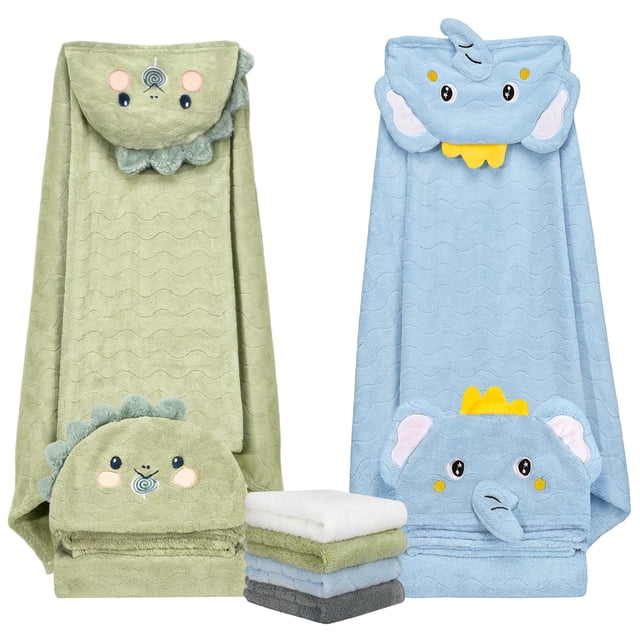 Juego de toallas con capucha CandyHome de 6 piezas para bebé, suaves y absorbentes
