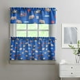 thumbnail image 2 of Construction Vehicle Tier Curtains Set of 3 - Cartoon Car & Fire Truck Window Panels, 54x18 Inch Valance + 27.5x24 Inch Panels, Rod Pocket Design, 2 of 6