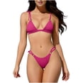 thumbnail image 3 of Babcutegg Women's Solid Color Lace Up Bikini Set 2 Piece Casual Fashion Swimsuit Bathing Suit Hot Pink Size M, 3 of 8