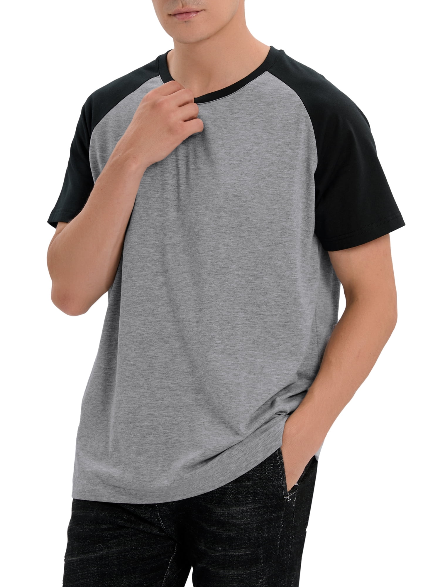 LELINTA Men T-Shirts Raglan Shirts for Men, Charcoal Shirts
