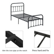 VECELO Twin Size Metal Platform Bed Frame with Headboard and Footboard, No Box Spring Needed, Black