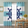Blue Striped Sheer Curtains 84 Inch Long 2 Panels, Nautical Rudder ...