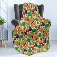 thumbnail image 4 of Anime Soft Flannel Fleece Throw Blanket, Various Vegetables and Fruits with Kawaii Faces Healthy Food as Characters, Cozy Plush for Indoor and Outdoor Use, 50" x 60", Multicolor, by Ambesonne, 4 of 5