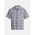 thumbnail image 5 of No Boundaries Textured Plaid Button Front Shirt with Short Sleeves, Men's XS-5XL, 5 of 5