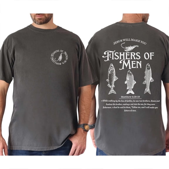 Christian Fishers Of Men Matthew 4 18 19 Fishing Graphic Casual T-Shirt for Men and Women