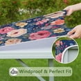 thumbnail image 6 of Pioneer Flower Floral Print Pattern Square Fitted Tablecloth with Elastic Edge,Square Table Cover,Washable Elastic Table Cover for Home Kitchen Party Decor 34"x34", 6 of 6