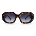 thumbnail image 5 of Womens Trendy Octagonal Beveled Thick Plastic Round Mod Sunglasses Tortoise - Smoke, 5 of 8