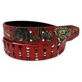thumbnail image 2 of Ed Hardy Men's Panther Print Red Belt With Rivet Studs (36, Red), 2 of 8