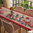 thumbnail image 3 of Roses Valentine's Day Table Cloths for 8 Foot Rectangle Tables, Vintage Truck Love Heart Wooden Patio Waterproof Elastic Fitted Tablecloths, Washable Rectangular Table Cover for Camping, 3 of 8