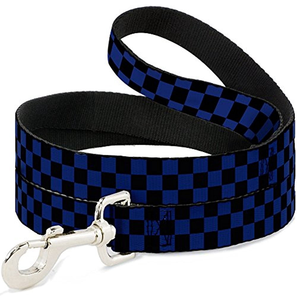 Buckle-Down Pet Leash, Dog Leash, Checker Black Royal 288C, 6 Feet Long 1.0 Inch Wide