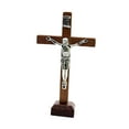 thumbnail image 3 of Wood Cross Crucifix jesus Statue Ornament for Shelf Decor Gifts Brown, 3 of 8