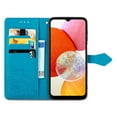 thumbnail image 3 of ShellTech Embossed Flower Case for Samsung Galaxy A15,Magnetic Leather Card Slots Wallet Pattern Case Kickstan Cover for Galaxy A15 5G,Blue, 3 of 7