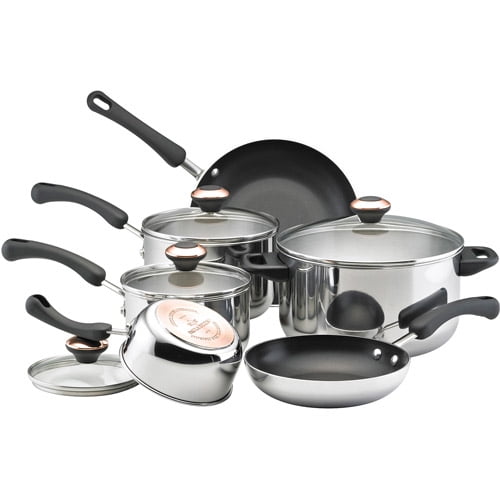 Paula Deen Stainless Steel 10Piece Cookware Set with Nonstick Skillets