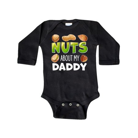 

Inktastic Nuts About My Daddy Peanut Almond Pistachio Gift Baby Boy or Baby Girl Long Sleeve Bodysuit