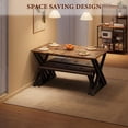 thumbnail image 4 of Rectangular Dining Table Set for 4, Farmhouse Table Set with 2 Upholstered Benches,3 Piece Dining Table Set for Restaurant, Apartment,Kitchen,Dining Room,Wooden Metal,Industrial Table, 4 of 6