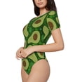 thumbnail image 2 of KLL Women 's Crew Neck Bodysuit Jumpsuits Big Colorful Avocados Print Short onesies Stretch T Shirts, 2 of 7