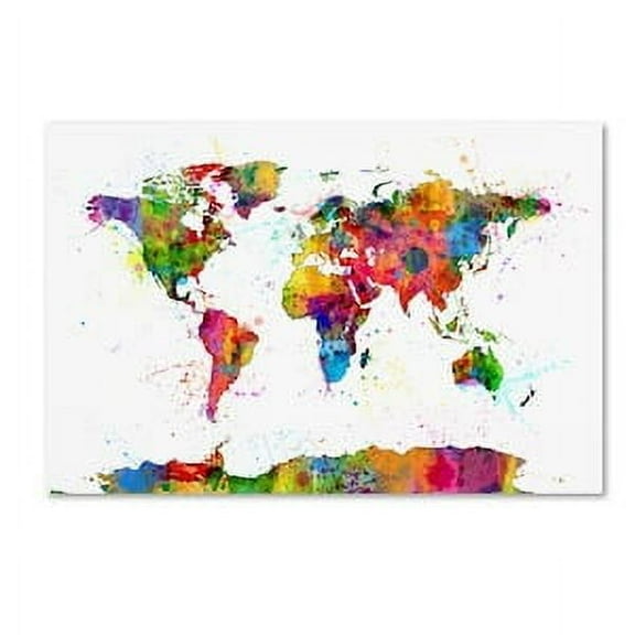 Trademark Fine Art "Map of the World Watercolor" Canvas Art by Michael Tompsett
