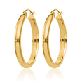 thumbnail image 3 of 14K Solid Yellow Gold Round Tube Medium Hoop Earrings, 3 of 10
