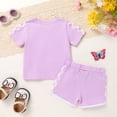 thumbnail image 2 of Happy Town Toddler Baby Girl Summer Outfits Butterfly Print Short Sleeve T-Shirt + Shorts Girls Two-Piece Clothes Set, 2 of 8