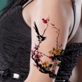 thumbnail image 3 of 1 Sheet Temporary Tattoo Sticker, Chinese Style Plum Blossom Birds Ink Painting Pattern Body Arm Art Fake Tattoo For Adults, Waterproof Lasting 2-5 Days, 3 of 4