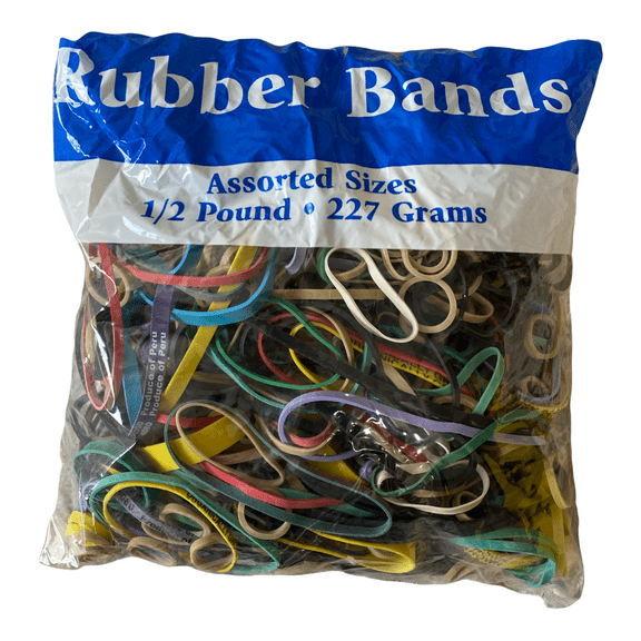 BAZIC 465 Multicolor Rubber Bands Assorted Dimensions 227g/0.5 lbs