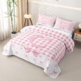 thumbnail image 3 of Manfei 3D Alphabet Print C Quilt Full,Pink Dreamy Bowtie Full Bedspread Sets,3pcs,1 Coverlet and 2 Pillowcases, 3 of 7