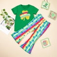thumbnail image 7 of newwalpole Toddler Baby Girl St Patrick's Day Outfit Irish Day Sweatshirt Clover Charm Shirt Tops+Shamrock Bell Bottom Pants Set Green for Size 4-5 Years, 7 of 7