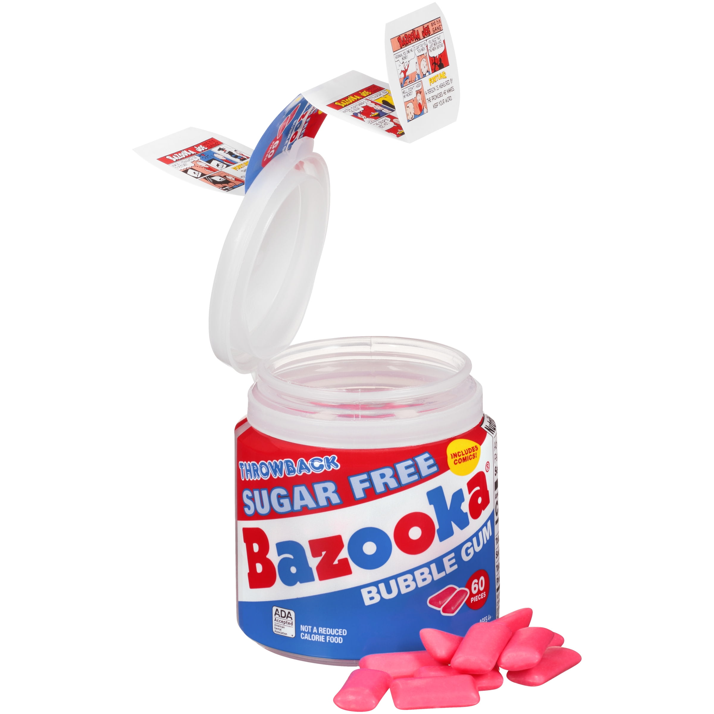 Bazooka Sugar-Free Bubble Gum, 60 Pieces, 6 Pack Case
