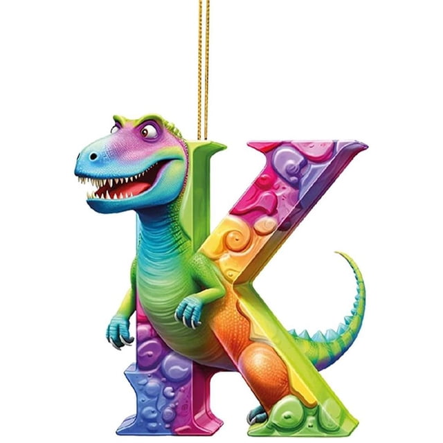 CAIROYAR Dinosaurio navideño acrílico 26 letras dinosaurio navideño cubierta candelabro letras A adorno acrílico para cadena L7P8 adornos Z