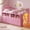 Pink, variant on Low Loft Bed Twin Size with 8 Storage Drawers and LED Lights, Metal Loft Bed Frame with Bookcase Storage, Safety Guardrail and Under-Bed Play Space, Black